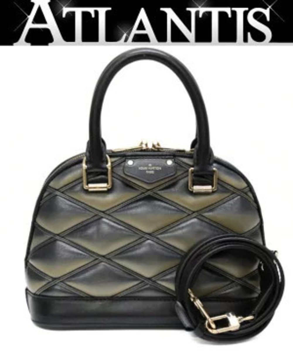 Louis Vuitton Alma Maltage Bag Lambskin Black x Beige Cream